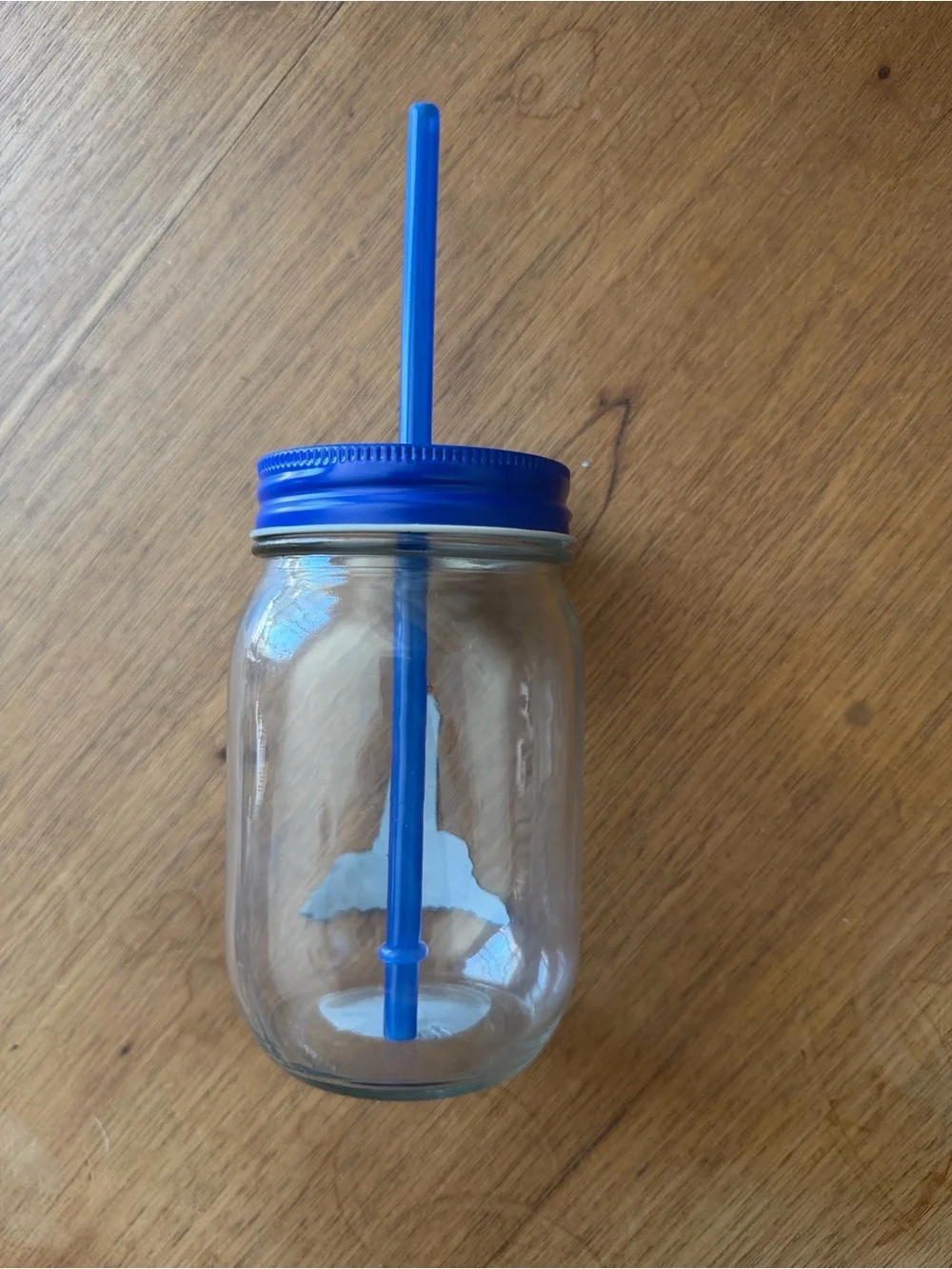 Blue Mason Jar Tumbler with Straw - Nautical Lighthouse Design